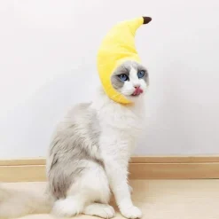 Husdjur Halloween Bananhatt - Mjukt, lättviktigt plyschmaterial, justerbar storlek för katter och små hundar,><noscript><img width=