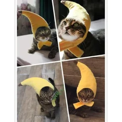 Husdjur Halloween Bananhatt - Mjukt, lättviktigt plyschmaterial, justerbar storlek för katter och små hundar,><noscript><img width=