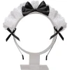 Huvudband för kvinnor, fransk piga, band, spets, tiara, svart/vit, för cosplay-kostymer, lämplig för alla tillfällen.> Huvudbonader