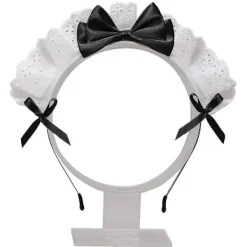 Huvudband för kvinnor, fransk piga, band, spets, tiara, svart/vit, för cosplay-kostymer, lämplig för alla tillfällen.> Huvudbonader