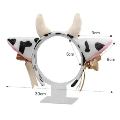 Huvudband med koöron och horn, rosett, klockor, huvudbonad, elastiskt hårband KLB> Huvudbonader