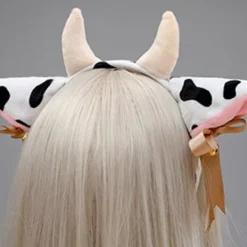 Huvudband med koöron och horn, rosett, klockor, huvudbonad, elastiskt hårband KLB><noscript><img width=