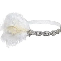Huvudband 1920-tal Huvudbonad Retro Stil Rytande 20-tal Accessoarer för Kostym Bal Fest (Vit)> Huvudbonader