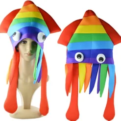 Huvudbonad rolig hatt (färgglad bläckfisk), Halloween online röd ph><noscript><img width=