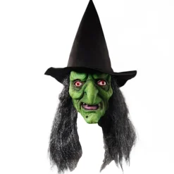 Häxansiktsmask med hår och hatt Latex Gammal Häxansiktsmask Halloweenfest Läskig Häxdräkt Utklädningsrekvisita> Masker