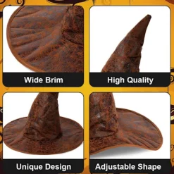 Häxhatt Dam Stor Halloween Häxhatt Vuxen Bredbrättad Spetshatt Billig Kostymfest Maskerad Cosplay Tillbehör Huvuddekor><noscript><img width=