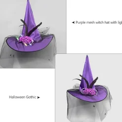 Häxhatt för Halloweenfest - Transparent spetsig hatt - Cosplay-accessoar - Unik häxhatt> Huvudbonader