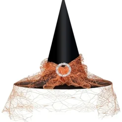 Häxhatt för kvinnor, spetsnät, elegant dräkt, trollkarl kostymtillbehör för cosplayfester> Huvudbonader