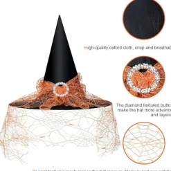 Häxhatt för kvinnor, spetsnät, elegant dräkt, trollkarl kostymtillbehör för cosplayfester><noscript><img width=