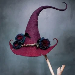 Häxhatt Halloween Party Filt Häxhattar, Justerbar Häxhatt Halloween Häx Cosplay Rekvisita Fest (hy)（Röd）> Huvudbonader