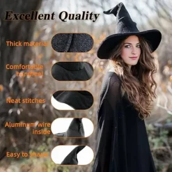 Häxhatt, trollkarlshatt i en storlek, rollspelsaccessoarer, lämplig för Halloween-kostymfest, julmaskerad, karneval> Huvudbonader