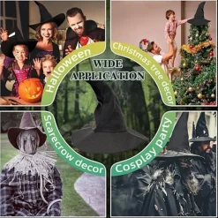 Häxhatt, trollkarlshatt i en storlek, rollspelsaccessoarer, lämplig för Halloween-kostymfest, julmaskerad, karneval><noscript><img width=