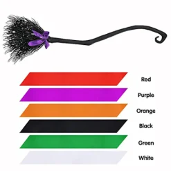 Häxkvast med band för barn Halloween Elaka häxor Kvast med färgband Foto Halloween-dekorationer> Tillbehör