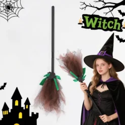 unbranded Häxkvastar Mesh Dekoration för Halloweenfester och Handgjorda Projekt><noscript><img width=