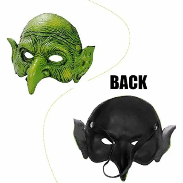 Häxmask Grön Goblin Mask Halloween Karneval Fest Kostym> Masker