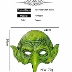 Häxmask Grön Goblin Mask Halloween Karneval Fest Kostym><noscript><img width=