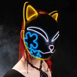 no brand IC Demon Slayer LED-mask Cosplay Lysande Mask Anime Demon Slayer Cosplay Maskerad Halloween Klä upp><noscript><img width=