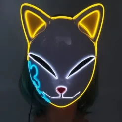 IC Demon Slayer LED-mask Cosplay Lysande Mask Anime Demon Slayer Cosplay Maskerad Halloween Utklädnad> Masker