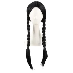 del IC Familjen Addams onsdag Addams Cosplay Peruk Svarta Flätor Syntetiskt Svart One Size> Peruker