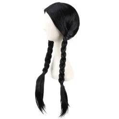 del IC Familjen Addams onsdag Addams Cosplay Peruk Svarta Flätor Syntetiskt Svart One Size><noscript><img width=