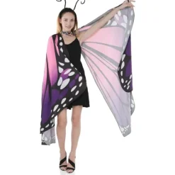 no brand IC Fjärilsvingar Cape-sjal med spetsmask och pannband med svart sammetsantenn><noscript><img width=