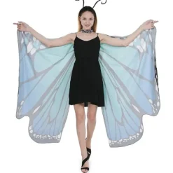 no brand IC Fjärilsvingar Kap-sjal med spetsmask och pannband med svart sammetsantenn><noscript><img width=