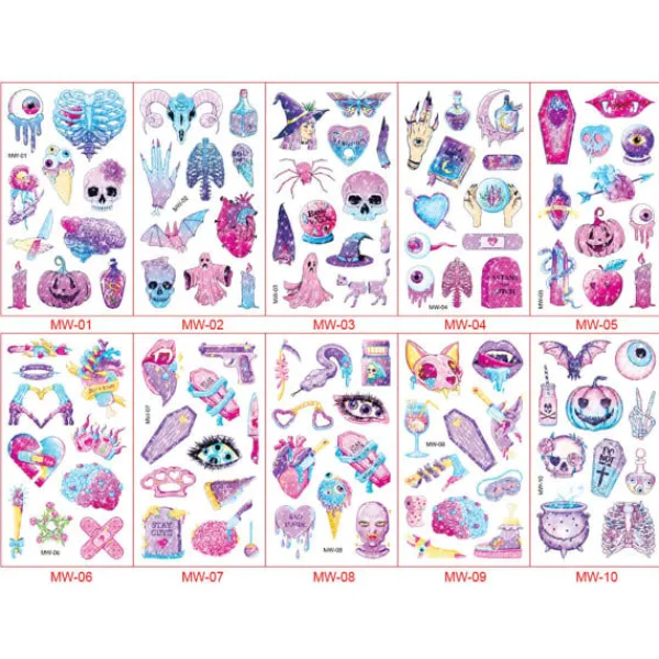 no brand IC Halloween Glitter Barn Säker Tillfällig Tatuering Vattentät Pumpa Spöke Häxa Fladdermus Tatueringsdekal Söt Stil Tjejer Makeup Halloween Kostymfest | Fyndiq> Smink