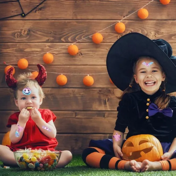 no brand IC Halloween Glitter Barn Säker Tillfällig Tatuering Vattentät Pumpa Spöke Häxa Fladdermus Tatueringsdekal Söt Stil Tjejer Makeup Halloween Kostymfest | Fyndiq> Smink