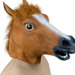 IC Häst Mask Halloween Kostym Party Djurhuvud Latex Mask Häst Brun> Masker
