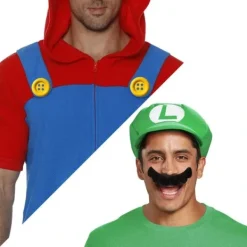 IC Super Mario Bros Mario och Luigi Hattar Kepsar Mustascher Handskar Knappar Cosplay Kostym-FA-><noscript><img width=