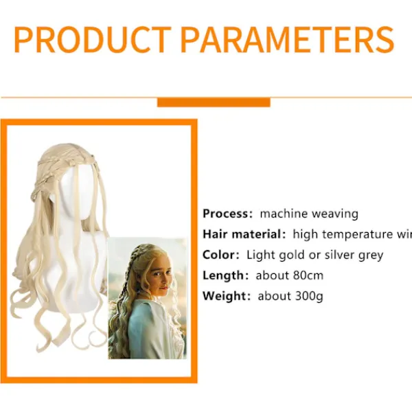 Iminfit Game Of Thrones Cosplay Peruker Daenerys Targaryen Peruk Halloween Cosplay> Peruker