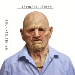 Imitation gammal man farfar farmor latexmask Halloween gammal mans huvud skräck rolig peruk huvudrekvisita> Masker