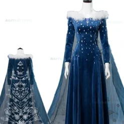 KOOLYOU Isdrottning Elsa Cosplay-kostym, blå Fantasia-dräkt, Halloween-fest, damklänning, bal, scenkläder XL blue><noscript><img width=