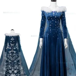 Isdrottning Elsa Cosplay-kostym, blå Fantasia-klänning, Halloween-fest, damklänning, bal, scenkläder M M Kids><noscript><img width=