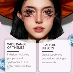 JAYSUING Halloween Ögon Tattoo Dekaler Ögonmakeup Ansiktsdekoration Högtidsfest Temporära Tattoo Dekaler (8 st)><noscript><img width=
