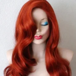 Jessica Rabbit Peruk Vuxen Karneval Cosplay Syntetisk Lång Vågig Peruk Hårstycke><noscript><img width=