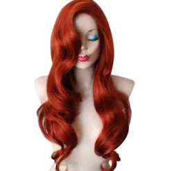 LAIQIANKUI Jessica Rabbit Peruker Cosplay Fest Hår Dam Lång Vågig Lockig Hel Peruk> Peruker