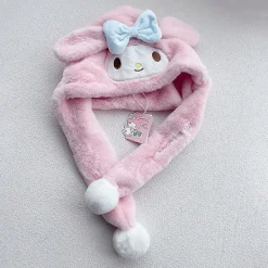 Jinzhaolai Kawaii Sanrio Kulomi My Melody Mössa Cartoon Helo Kity Plysch Vindtät Mössa För Flickor Vinter Söta Varma Öronskydd Mössa Present,e> Huvudbonader