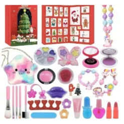 Jul Adventskalender, Barnsmink Kosmetika Nagelkonst Flickdocka Kläder Jul Riv-Av Nedräkningskalender, Julklapp, för ba><noscript><img width=
