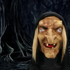 Jul adventskalender, Skräck gammal kvinna mask Halloween rolig häxa huvudskydd hemligt rum spökhus scen utklädningsrekvisita, adventskalender Long-nosed old witch | Fyndiq> Masker