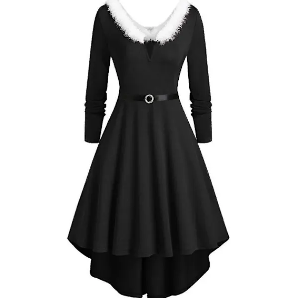 Jul Kvinnor Jultomte Kostym Midi Skater Dress Xmas Fancy Dress_m 3XL> Dräkter