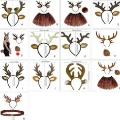 Jul Ren Öron Pannband Kompatibelt med Kvinnor Flicka Halloween Ren Utklädnad Outfit Tillbehör Ren Pannband Ren Svans Ren Näsa Ny Brun Öra Horn | Fyndiq><noscript><img width=