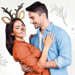 Jul Ren Öron Pannband Kompatibelt med Kvinnor Flicka Halloween Ren Utklädnad Outfit Tillbehör Ren Pannband Ren Svans Ren Näsa><noscript><img width=