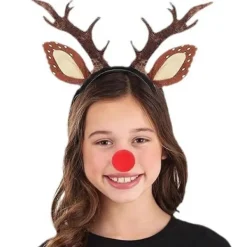 Jul Ren Öron Pannband Kompatibelt med Kvinnor Flicka Halloween Ren Utklädnad Outfit Tillbehör Ren Pannband Ren Svans Ren Näsa><noscript><img width=