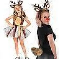 TrueNorth Jul Renhorn Hårband för Kvinnor, Flicka, Halloween Renkostym, Tillbehör, Renhuvudband, Rensvans, Rennäsa Den Bästa Julklappen till Dig><noscript><img width=