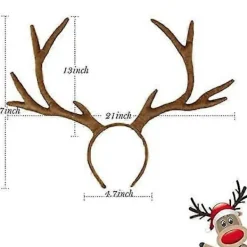 D Jul Renhorn Pannban Justerbart Renhorn Älg Cosplay> Huvudbonader