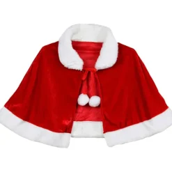 Jul Sammet Sjal Kappa Cape Fru Santa Claus Cape Robe Halloween Kostym Röd Med Hätta 90cm/35" Hooded 90cm/35"> Tillbehör