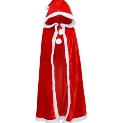 Jul Sammet Sjal Kappa Cape Fru Jultomte Kappa Robe Halloween Kostym Röd Med Luva 90cm/35 "—yux Med Huva 90cm/35" Hooded 90cm/35"> Dräkter