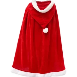 Jul Sammet Sjal Kappa Cape Fru Jultomte Kappa Robe Halloween Kostym Röd Med Luva 90cm/35 "—yux Med Huva 90cm/35" Hooded 90cm/35"> Dräkter