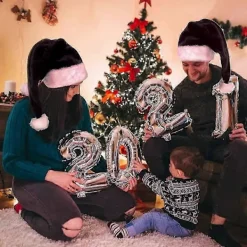 Jul Sammet Tomtehatt Unisex Bekväm Svart och Vit för Vuxna - 150cm><noscript><img width=